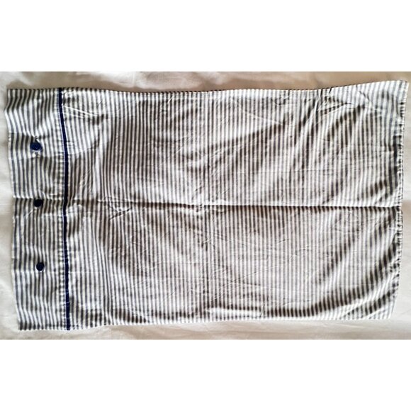 PAIR IKEA Stripe 3-Button Pillowcase STANDARD Ticking Stripe Blue White PRISTINE - Picture 6 of 7